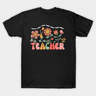 Teach Them Love Flower Back to School Teacher Women T-Shirt